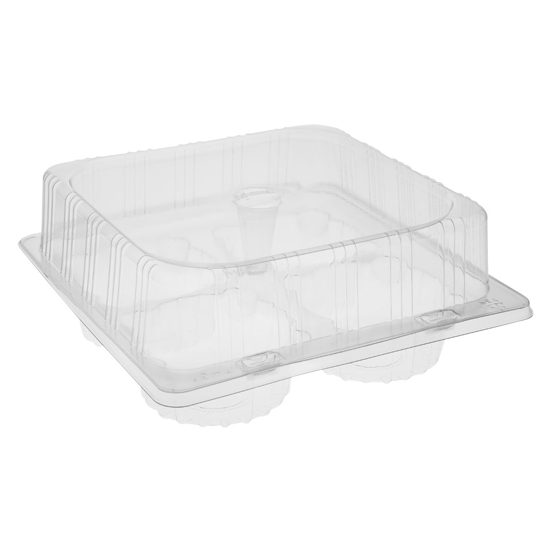4 Muffin Pack Hinged Lid Containers